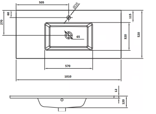 Столешница Armadi Art стекло 100см моноблок (Lucido) Капучино