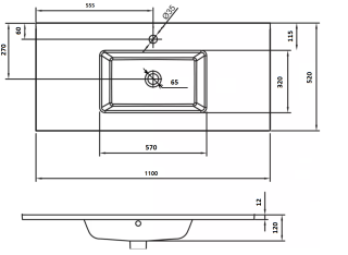 Столешница Armadi Art стекло 110см моноблок золото поталь