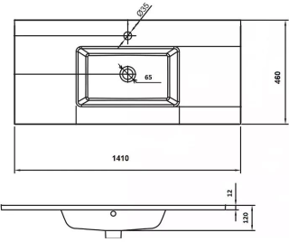 Столешница Armadi Art стекло 141*46см моноблок черный