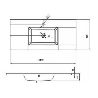 Столешница Armadi Art стекло 141*46см моноблок белый