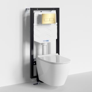 Система инсталляции с унитазом WasserKRAFT Vils 56TLT.010.ME.PG03.H002 кнопка смыва золото