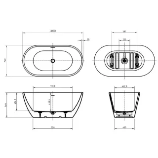 Акриловая ванна BelBagno Uno BB701-1400-720-K 140x72 см белый