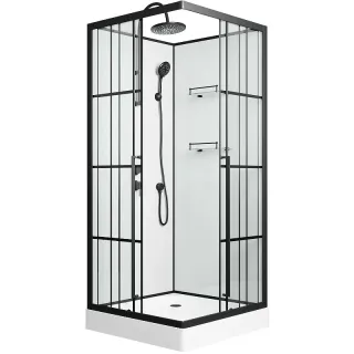 Душевая кабина Niagara Standart ST100/15QL/KL/BKT 100x100 см профиль чёрный матовый стекло прозрачное