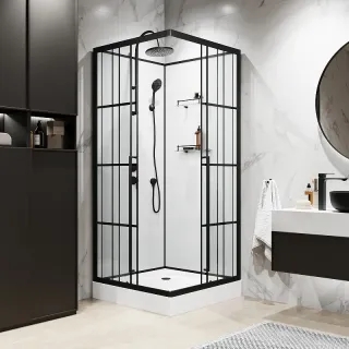 Душевая кабина Niagara Standart ST100/15QL/KL/BKT 100x100 см профиль чёрный матовый стекло прозрачное