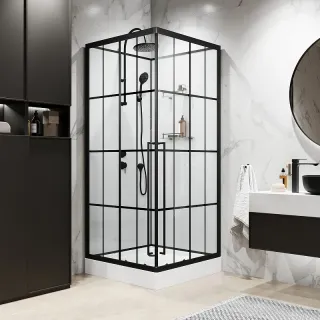 Душевая кабина Niagara Standart ST100/15QL/KL/BKT 100x100 см профиль чёрный матовый стекло прозрачное