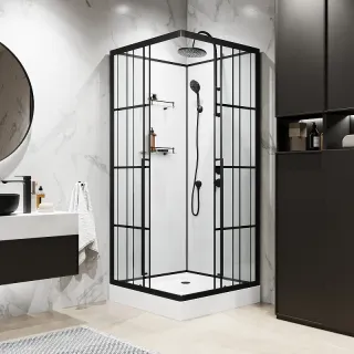 Душевая кабина Niagara Standart ST100/15QR/KL/BKT 100x100 см профиль чёрный матовый стекло прозрачное