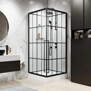 Душевая кабина Niagara Standart ST100/15QR/KL/BKT 100x100 см профиль чёрный матовый стекло прозрачное