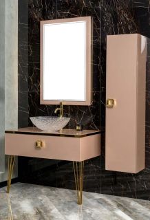 Столешница Armadi Art стекло 100см прямая Пыльная Роза