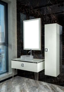 Столешница Armadi Art стекло 100см прямая Жемчужный Белый Lucido