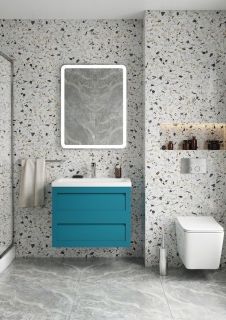 Подвесная тумба под раковину Art&Max Platino 58см бирюзовый матовый AM-Platino-580-2C-SO-TM