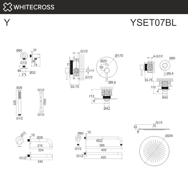 Душевой комплект WHITECROSS Y YSET07GM оружейная сталь
