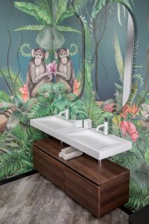 Столешница Armadi Art моноблок FLAT 140*46см на 2 чаши белый матовый