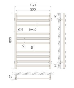 Полотенцесушитель водяной Indigo Slim LSLW80-50 80x50 см хром