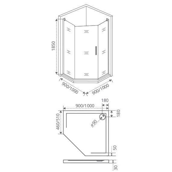 Душевой уголок Good Door Fantasy PNT-100-F-CH стекло прозрачное с зеркальным рисунком Фэнтази