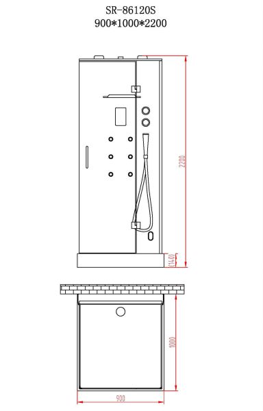 Душевая кабина Orans Basic + 86120S0 100x90