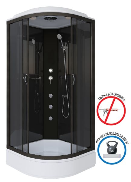 Душевая кабина Niagara NG-6501-14G с гидромассажем 90x90см чёрный/тонированное