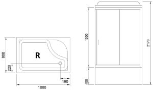 Душевая кабина Royal Bath BP правая стекло матовое 100x80см RB8100BP1-M-CH-R
