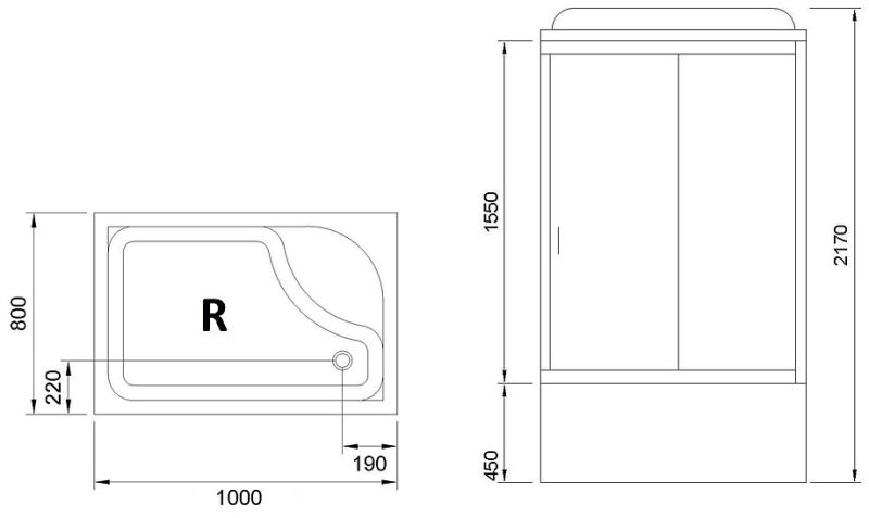 Душевая кабина Royal Bath BP правая стекло матовое 100x80см RB8100BP1-M-CH-R