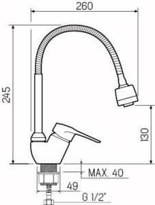 Смеситель для кухни РМС SL55-016F хром