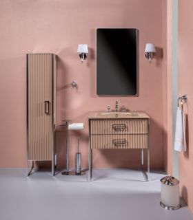 Тумба Armadi Art MONACO 80см  h84см  капучино глянец  +  хром  под раковину моноблок