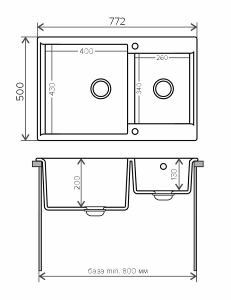 Мойка кухонная Polygran BRIG-772 белый хлопок 473417