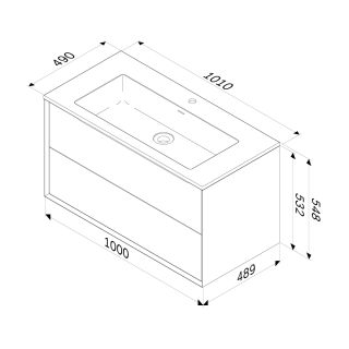 Тумба с раковиной Am.Pm Libre M60-FHX1002WM-WPC1000WM 100 см белый матовый