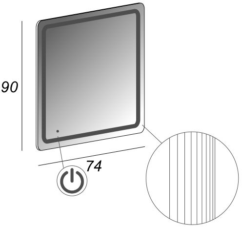 Зеркало с LED подсветкой Cezares 74x90 Angie 44998