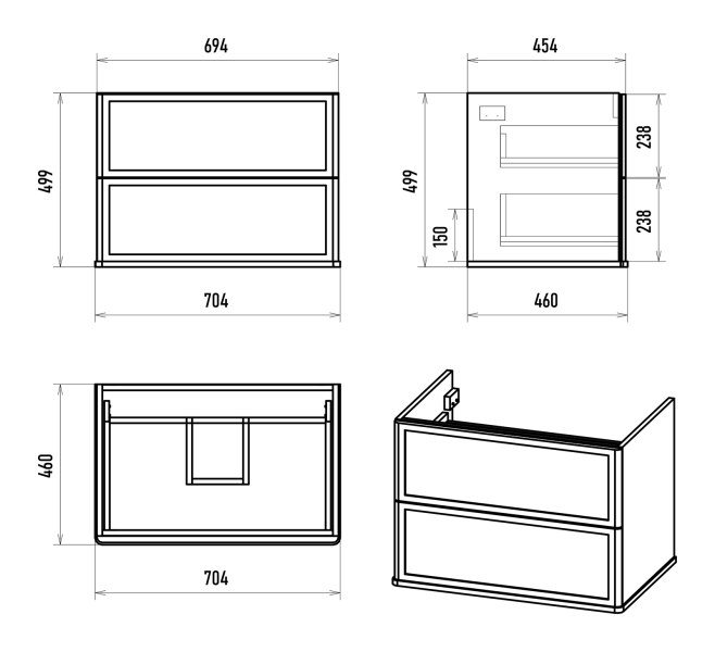 Подвесная тумба под раковину Brevita Verde 70 УТ000026838  зеленый