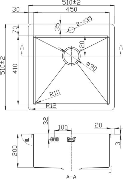 Мойка кухонная Zorg Inox  A 5151 BR/GRAFIT Мойка кухонная Zorg Inox  A 5151 BR/GRAFIT