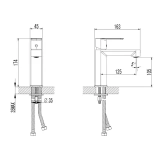 Смеситель для раковины AQUAme Parma AQM6610MB чёрный матовый