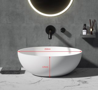 Раковина Armadi Art чаша кориан круглая матовая, Slim 35см 350*350*125 белый матовый