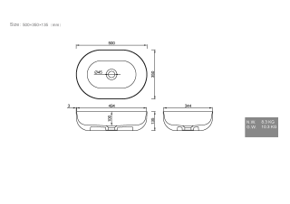 Раковина Armadi Art чаша кориан овальная матовая, Slim  500*350*135 белый матовый