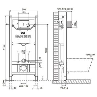 Инсталляция для унитаза Oli 120 ECO Sanitarblock pneumatic 879235pKA00 панель слива Karisma хром