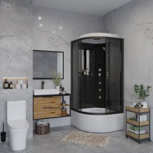 Душевая кабина Niagara NG-6508-14G с гидромассажем 90x90см чёрный/тонированное