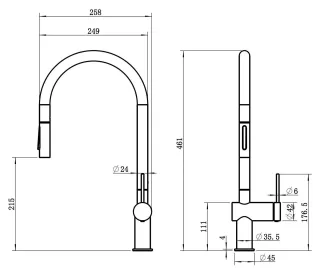 Смеситель для кухни AQUAme Cucina AQM9901CR с выдвижным изливом хром