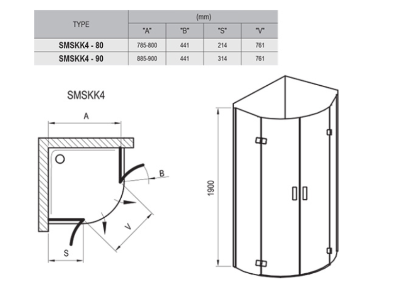 Душевой уголок Ravak SmartLine SMSKK4-90 3S277A00Y1 Transparent профиль хром