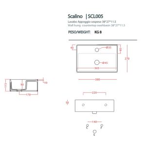 Раковина ArtCeram Scalino SCL005 01 00 белая 38 см