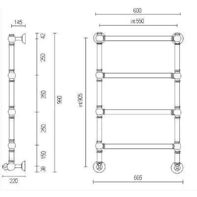 Полотенцесушитель водяной Margaroli Armonia 9-442/4 Bridht Nickel 98x62 см никель