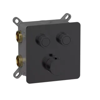 Встраиваемый смеситель-термостат на 2 источника AQUAme AQM8811MB с регулировкой напора чёрный матовый