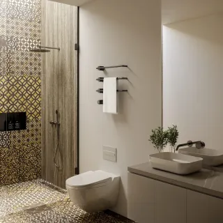 Полотенцесушитель электрический AQUAme AQM3143GM 50x52 см c терморегулятором графит матовый