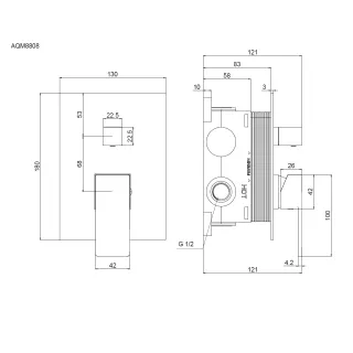 Встраиваемый смеситель на 2 источника AQUAme Savona AQM8808MB чёрный матовый