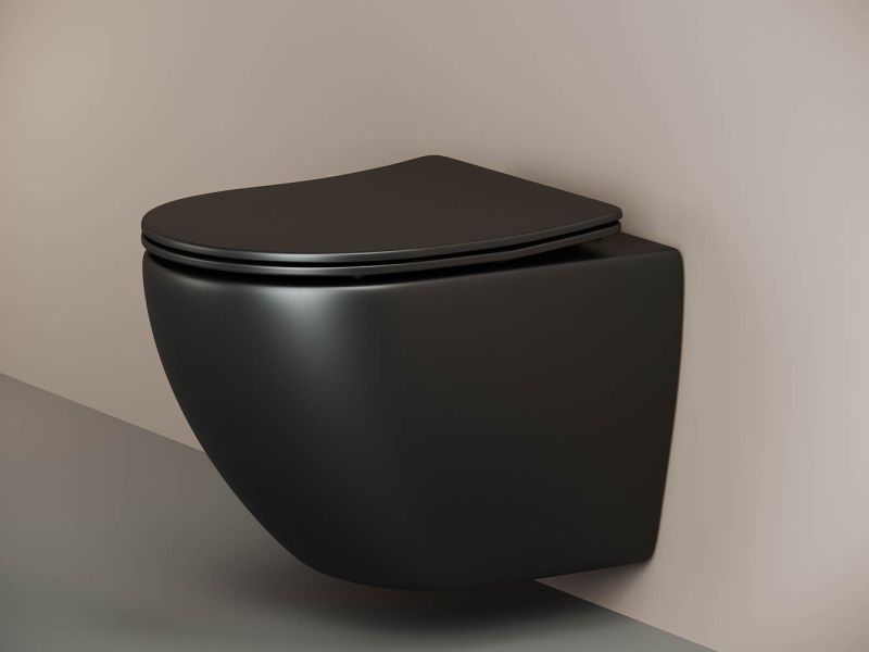 Подвесной унитаз Ceramica Nova Metropol CN4002MB безободковый чёрный матовый