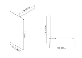Душевая перегородка Azario Walk-in AZ-275-120-MB-CBR 120 см профиль чёрный матовый битое стекло