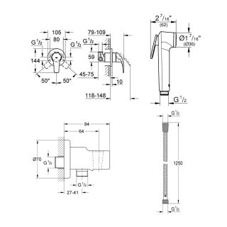 Гигиенический душ GROHE BauCurve 129188 хром