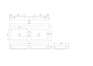 Столешница Armadi Art моноблок FLAT ST 120см (1204*452*100) двойной белый матовый