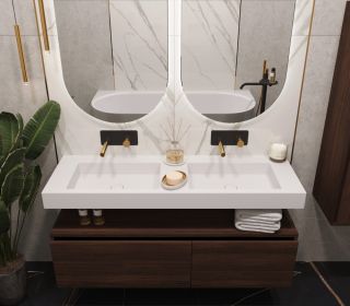 Столешница Armadi Art моноблок FLAT ST 140см (1404*452*100) двойной белый матовый