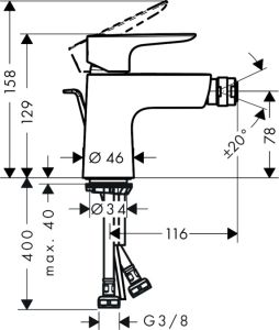 Смеситель Hansgrohe Talis E 71720000 для биде с д/к