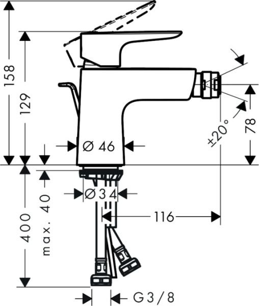 Смеситель Hansgrohe Talis E 71720000 для биде с д/к