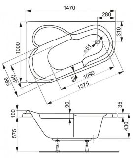 Акриловая ванна VagnerPlast Selena VPBA141SEL3LE-04 левая 147x100см белый Акриловая ванна VagnerPlast Selena VPBA141SEL3LE-04 левая 147x100см белый