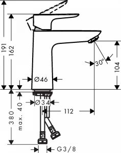 Смеситель Hansgrohe Talis E 110 71712140  для раковины без д/к